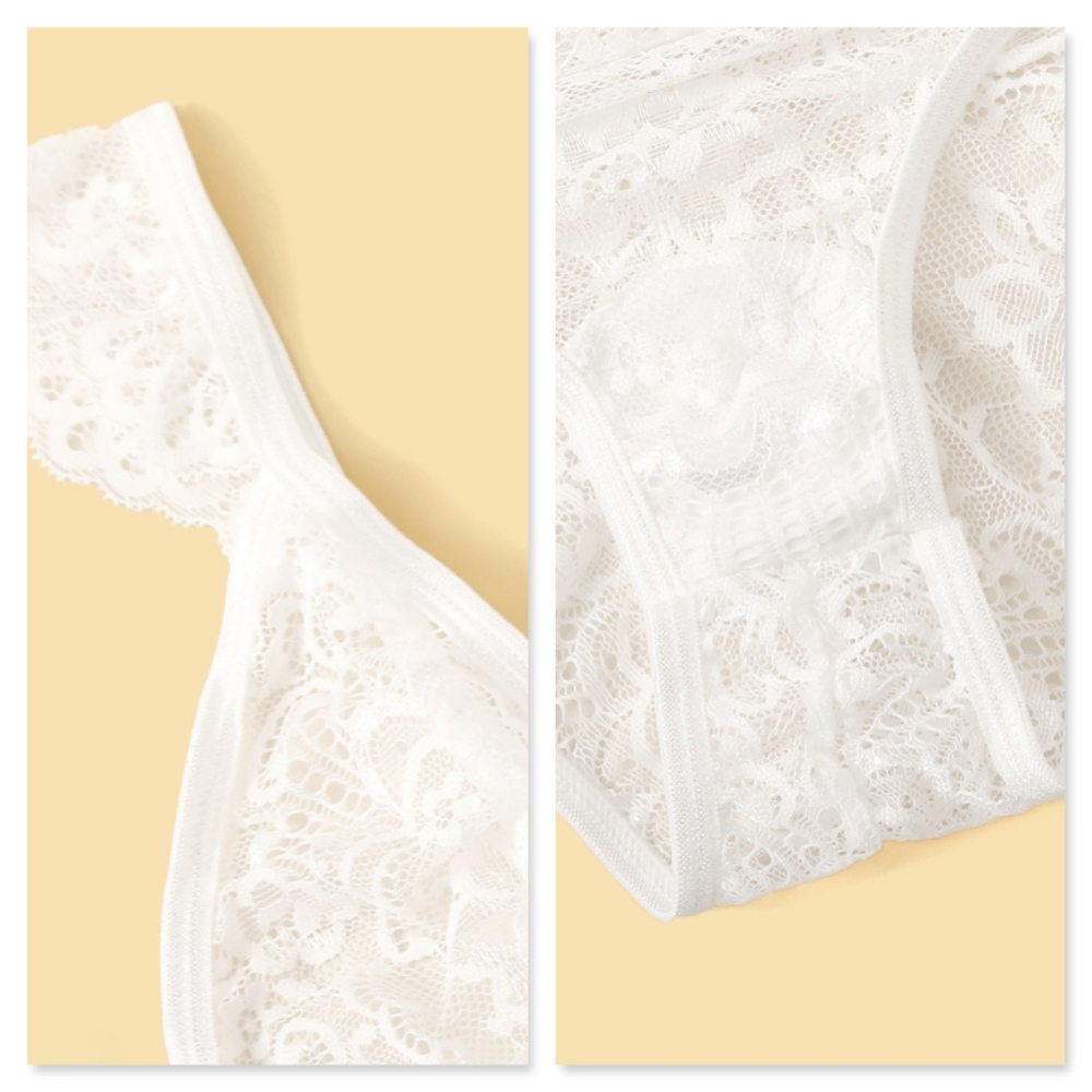 Sexy Strappy Deep V White Lace Lingerie Set - Picture 8 of 8
